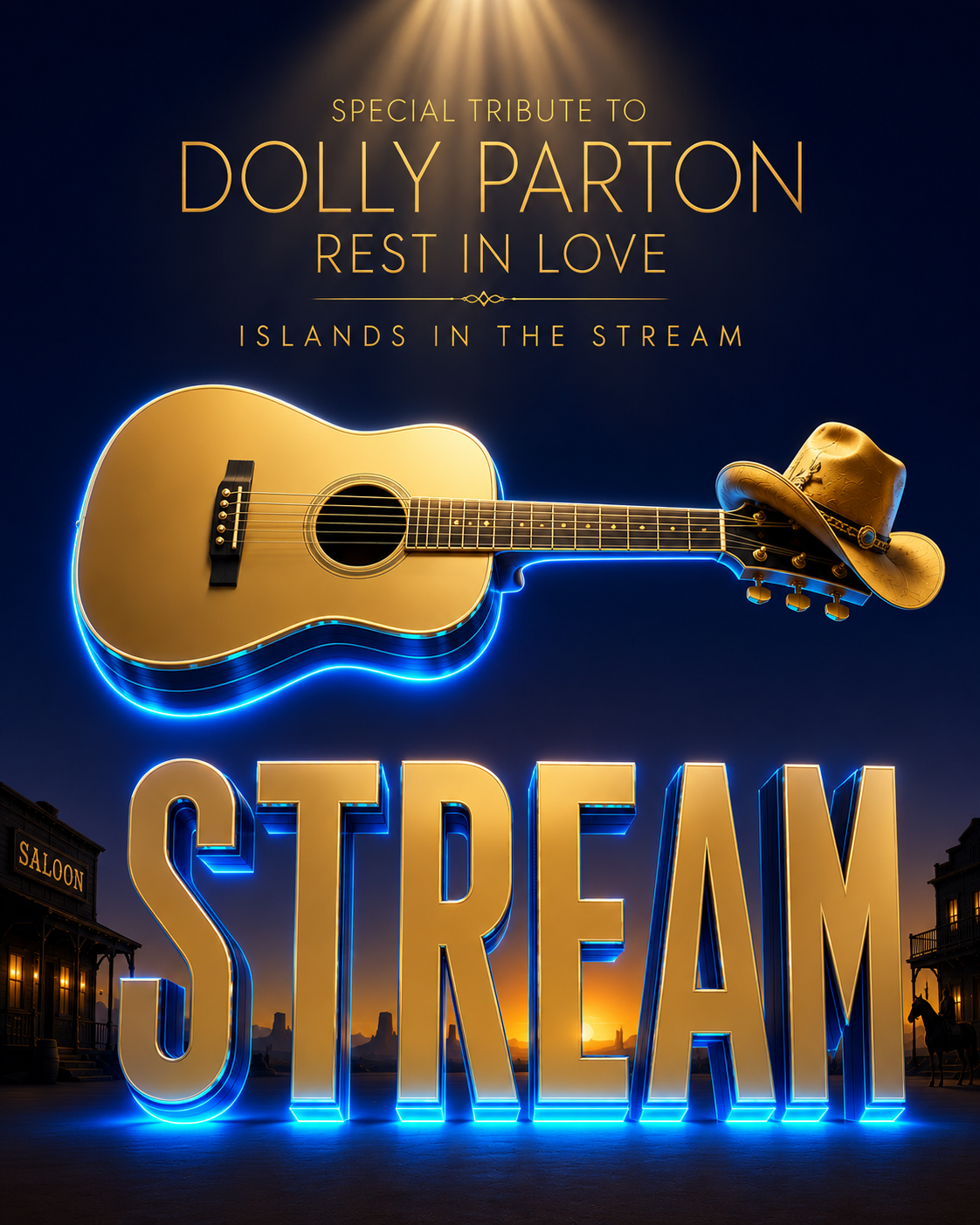 Islands in the Stream — Dolly Parton Tribute Digital Art Print by Kokongati