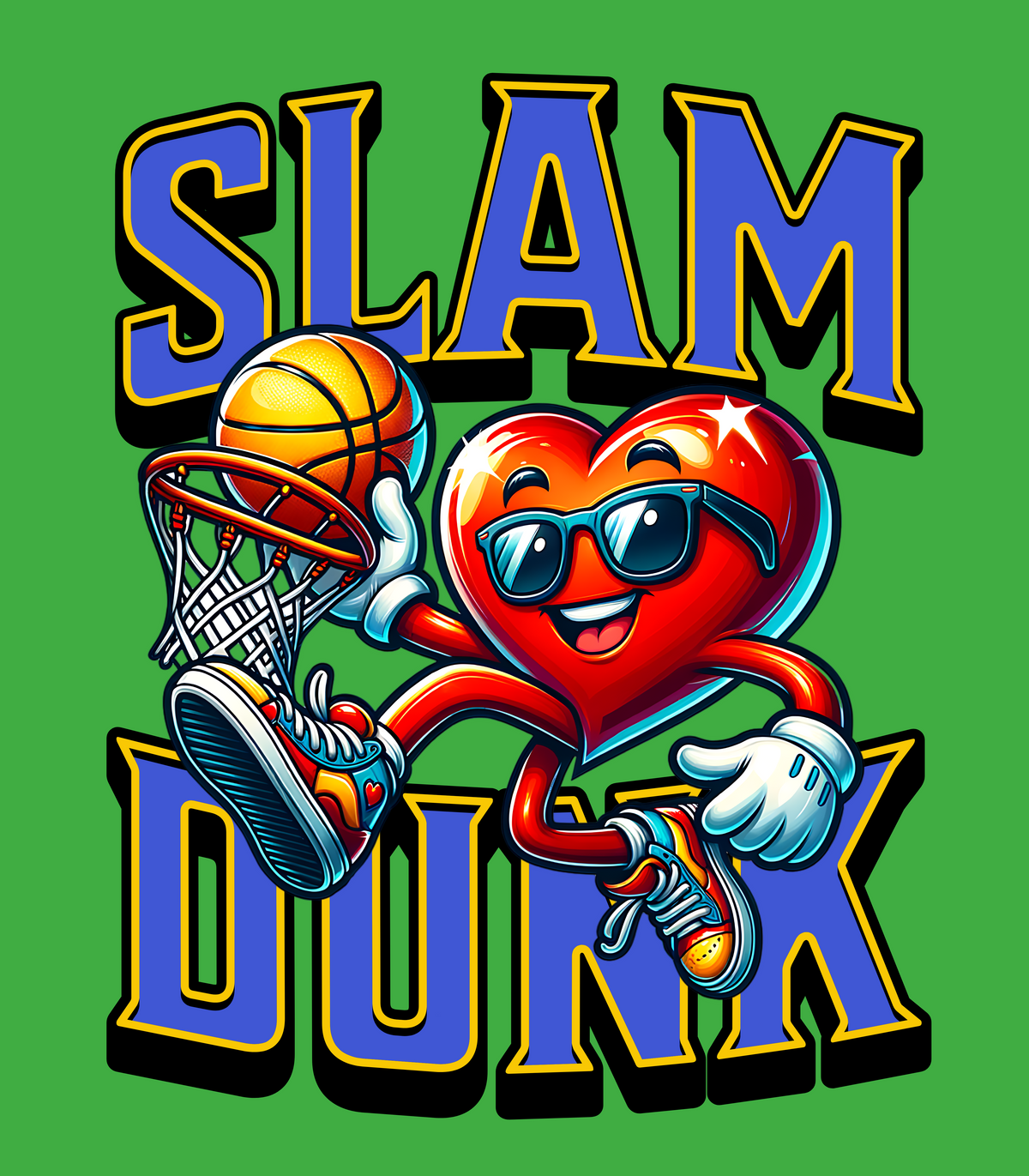 Slam Dunk Heart Fun Basketball Cartoon Art Print
